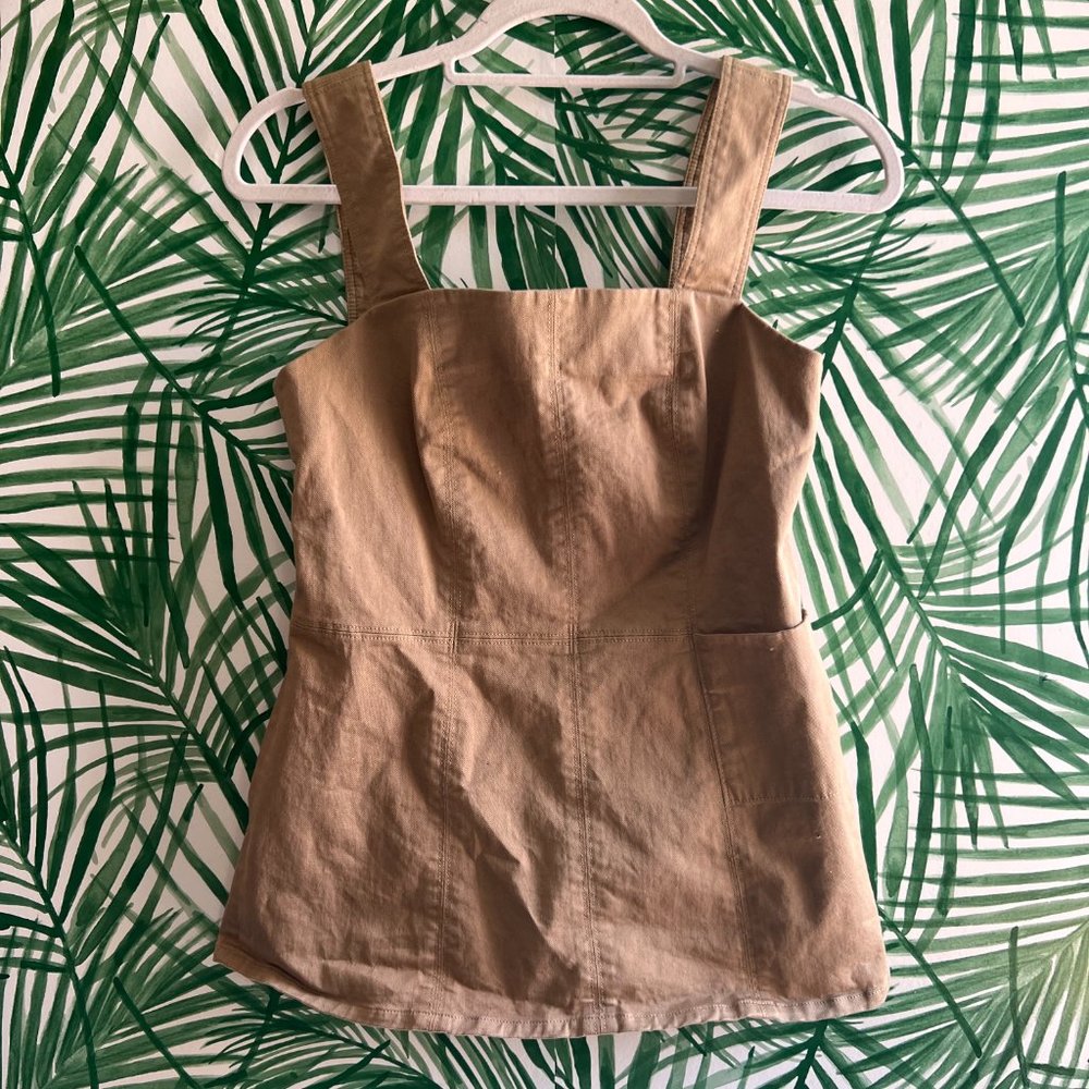 COS Khaki Peplum Corset Sleveless Top